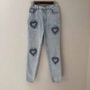 Daily Jeans Vintage Heart Patch Acid Wash Denim Pants 90s Women Modern Sz 2/4